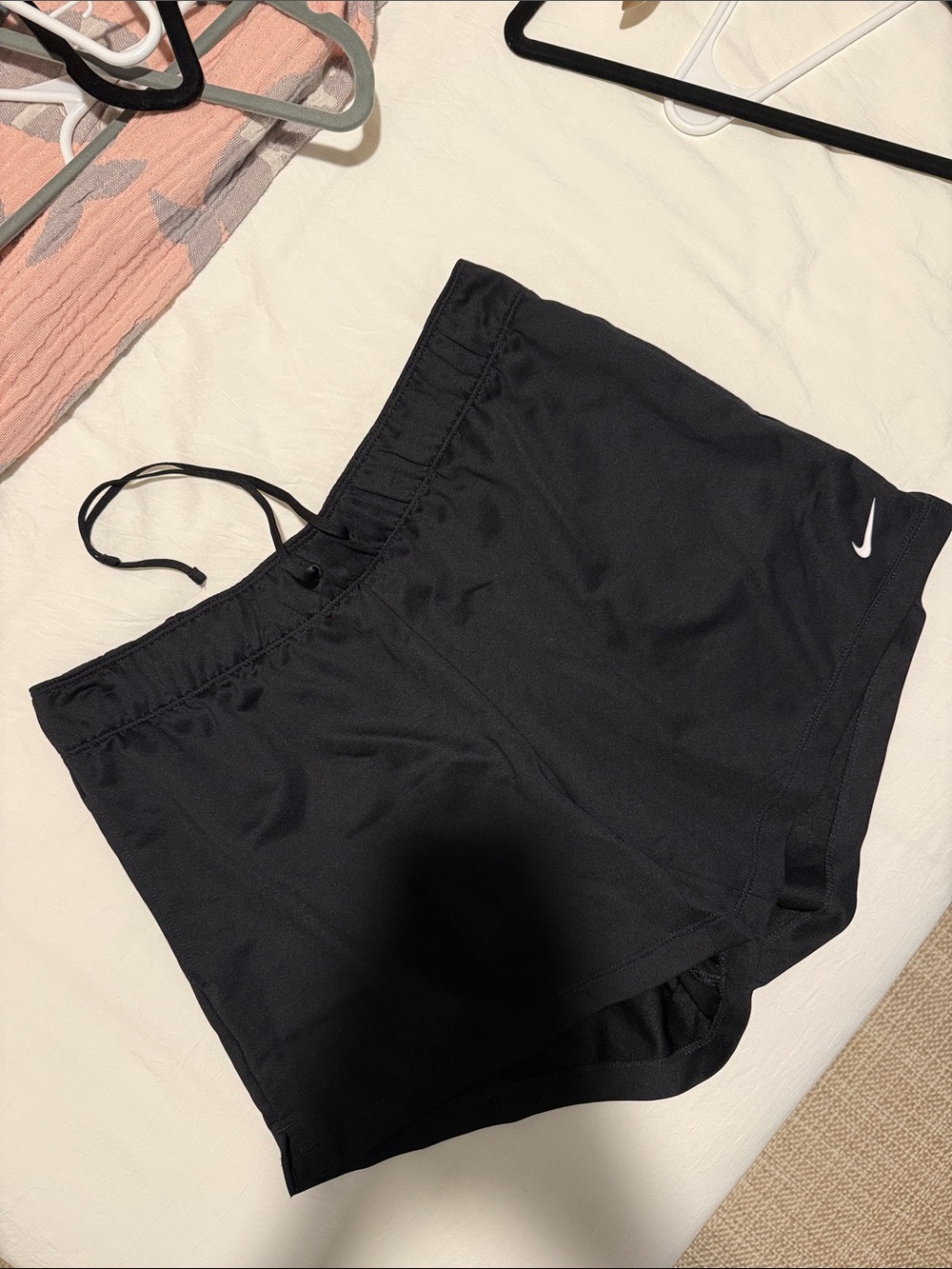 Nike Black Women's Athletic Shorts with White Swoosh